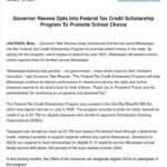 Mississippi joins federal tax credit scholarship program to promote school choice I’ve opted Mississippi into the Federal Tax Credit Scholarship Program to promote school choice in o