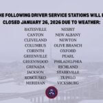 Mississippi Driver Service Stations Close or Delay Due to Winter Weather Photos from Mississippi Department of Public Safety (Official)'s post