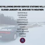 North Mississippi Driver Service Bureau offices remain closed Jan. 28 due to winter weather All Driver Service Bureau locations in North Mississippi will remain closed January 28 due to winter