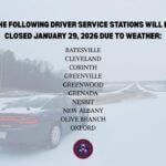 North Mississippi Driver Service Bureau locations to close January 29 due to winter weather The following Driver Service Bureau locations in North Mississippi will be closed January 29 due to