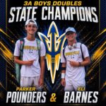 Parker Pounders, Eli Barnes win 3A Boys Doubles state title Huge congratulations to Parker Pounders and Eli Barnes on capturing the 3A Boys Doubles State Champi