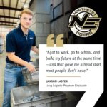 High school student finds career path through NEMCC logistics program and apprenticeship “Like a lot of seniors, I didn’t know exactly what I wanted to do,” Laster said