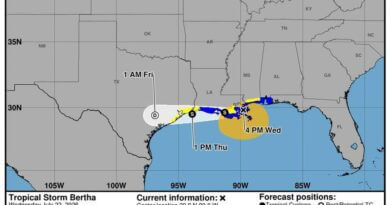 Tropical Storm Bertha Makes Landfall in Louisiana, Causes Power Outages Another update on Tropical Storm Bertha: