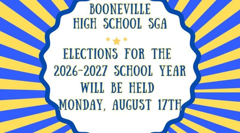 Booneville High School to Hold Student Government Elections on Aug. 17 📣 Booneville High School SGA Elections are just around the corner!